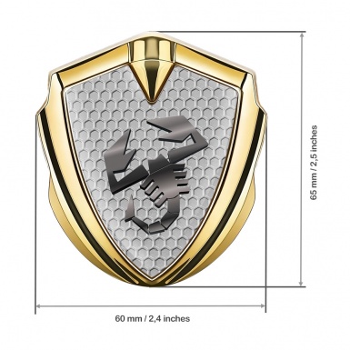 Fiat Abarth Badge Self Adhesive Gold Grey Hex Metallic Scorpion Logo
