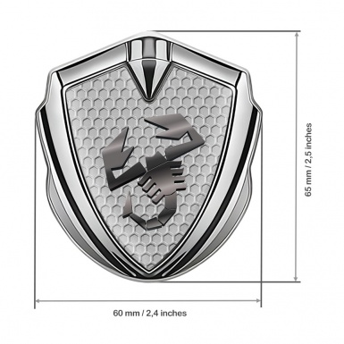 Fiat Abarth Badge Self Adhesive Silver Grey Hex Metallic Scorpion Logo