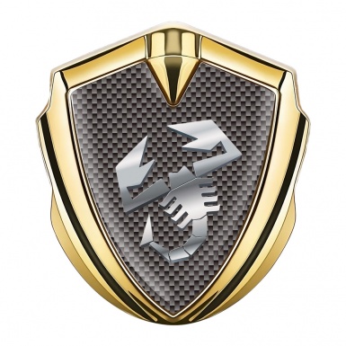 Fiat Emblem Badge Self Adhesive Gold Grey Carbon Polished Logo