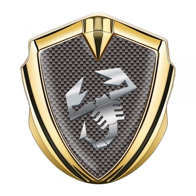 Fiat Emblem Badge Self Adhesive Gold Grey Carbon Polished Logo