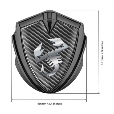 Fiat Abarth Emblem Fender Badge Graphite Dark Carbon Polished Steel Logo
