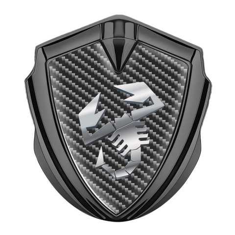 Fiat Abarth Emblem Fender Badge Graphite Dark Carbon Polished Steel Logo