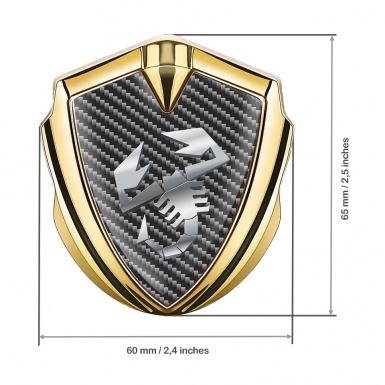 Fiat Abarth Emblem Fender Badge Gold Dark Carbon Polished Steel Logo