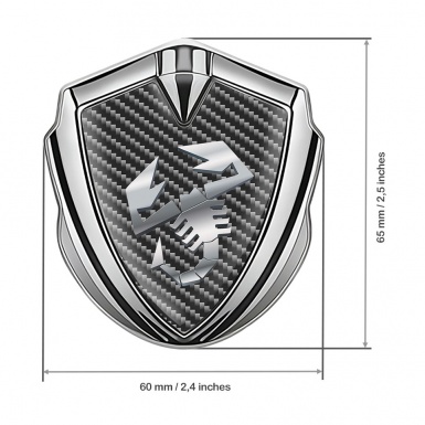 Fiat Abarth Emblem Fender Badge Silver Dark Carbon Polished Steel Logo