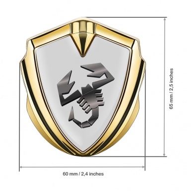 Fiat Abarth Metal Emblem Self Adhesive Gold Moon Grey Metallic Effect