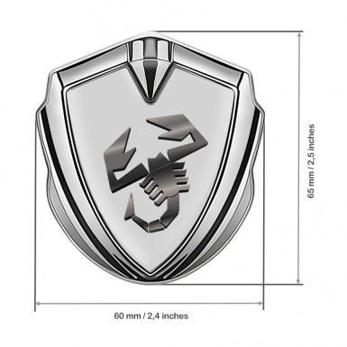 Fiat Abarth Metal Emblem Self Adhesive Silver Moon Grey Metallic Effect