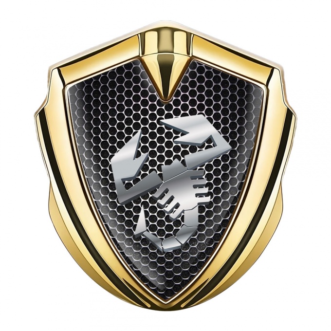 Fiat Abarth Fender Emblem Badge Gold Steel Grate Metallic Logo Effect