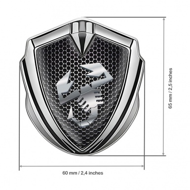 Fiat Abarth Fender Emblem Badge Silver Steel Grate Metallic Logo Effect