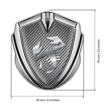 Fiat Abarth Emblem Self Adhesive Silver Light Carbon Steel Logo Effect