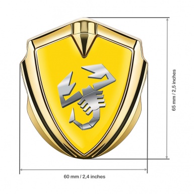 Fiat Abarth Emblem Self Adhesive Gold Yellow Base Steel Logo Edition