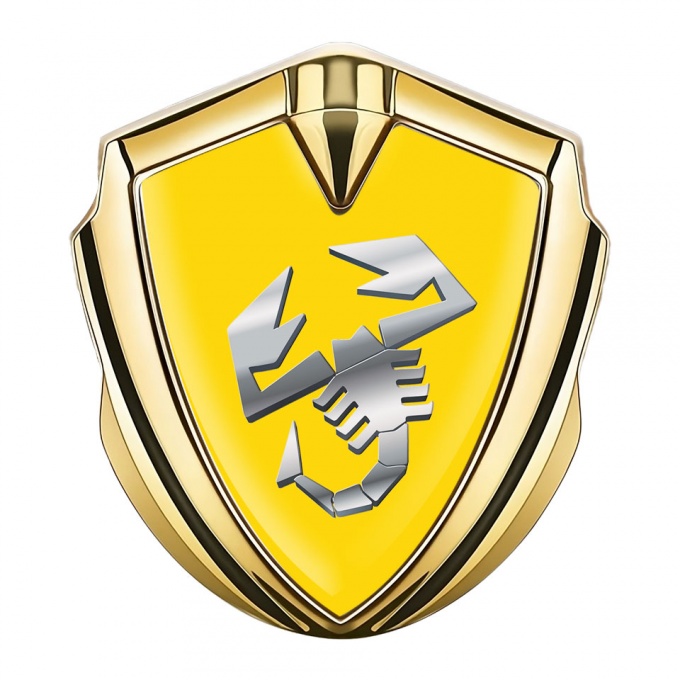 Fiat Abarth Emblem Self Adhesive Gold Yellow Base Steel Logo Edition