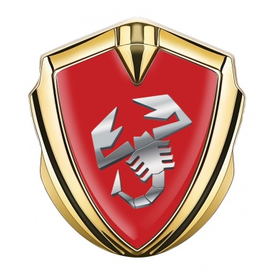 Fiat Abarth Emblem Badge Gold Crimson Fill Metallic Scorpion Effect
