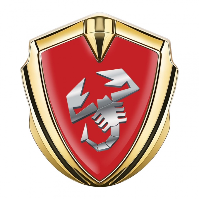 Fiat Abarth Emblem Badge Gold Crimson Fill Metallic Scorpion Effect