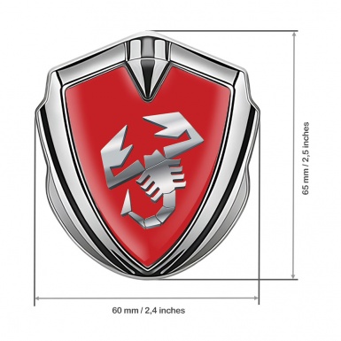 Fiat Abarth Emblem Badge Silver Crimson Fill Metallic Scorpion Effect