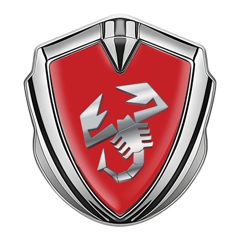 Fiat Abarth Emblem Badge Silver Crimson Fill Metallic Scorpion Effect