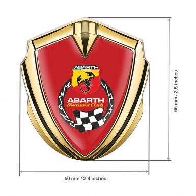 Fiat Abarth Domed Emblem Gold Red Base Owners Club Edition