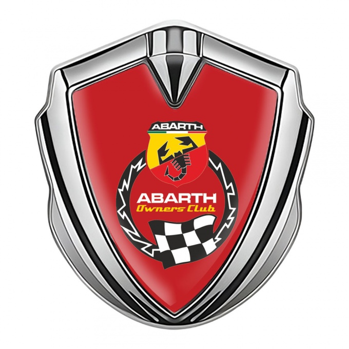 Fiat Abarth Domed Emblem Silver Red Base Owners Club Edition