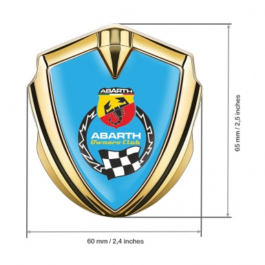 Fiat Abarth Emblem Ornament Gold Blue Base Owners Club Edition