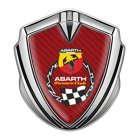 Fiat Abarth Bodyside Domed Emblem Silver Red Carbon Racing Logo Design