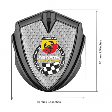 Fiat Abarth Emblem Car Badge Graphite Grey Hex Racing Flag Edition