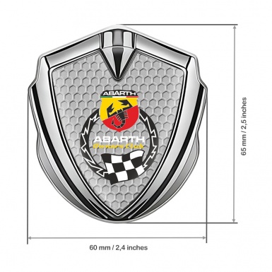 Fiat Abarth Emblem Car Badge Silver Grey Hex Racing Flag Edition
