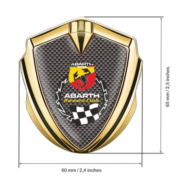 Fiat Abarth Bodyside Emblem Self Adhesive Gold Grey Carbon Racing Flag