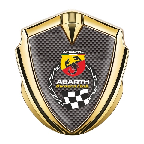Fiat Abarth Bodyside Emblem Self Adhesive Gold Grey Carbon Racing Flag