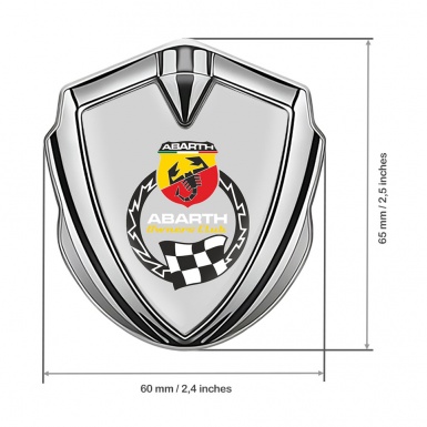 Fiat Abarth Metal Domed Emblem Silver Grey Base Owners Club Edition