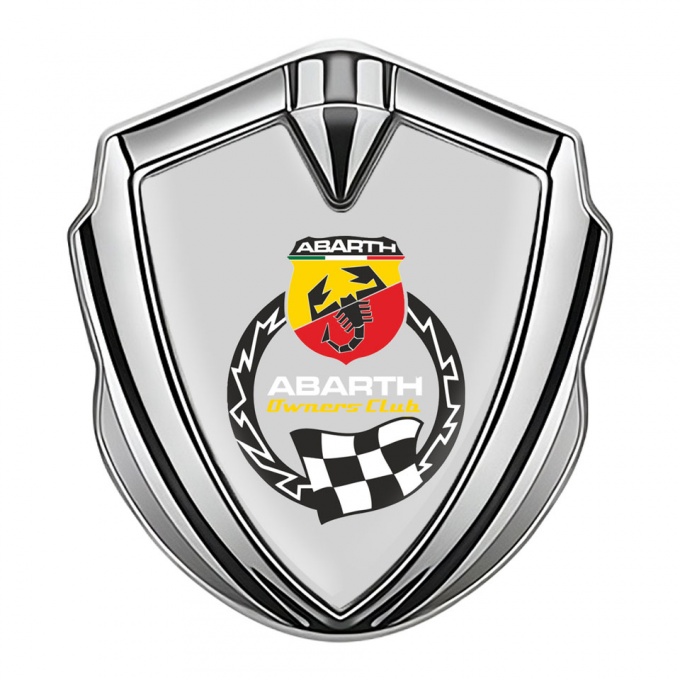 Fiat Abarth Metal Domed Emblem Silver Grey Base Owners Club Edition