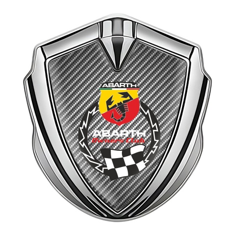 Fiat Abarth Emblem Fender Badge Silver Light Carbon Owners Club Logo