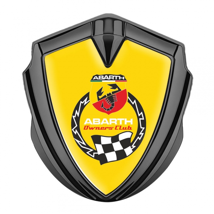 Fiat Abarth Metal Emblem Self Adhesive Graphite Yellow Owners Club Logo