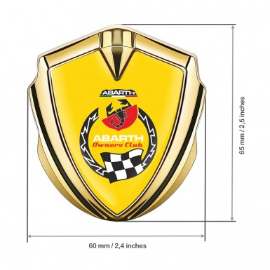 Fiat Abarth Metal Emblem Self Adhesive Gold Yellow Owners Club Logo
