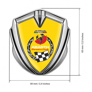 Fiat Abarth Metal Emblem Self Adhesive Silver Yellow Owners Club Logo