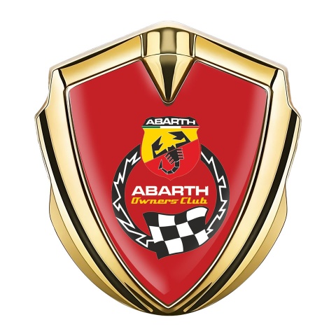 Fiat Abarth Fender Emblem Badge Gold Red Owners Racing Club Edition
