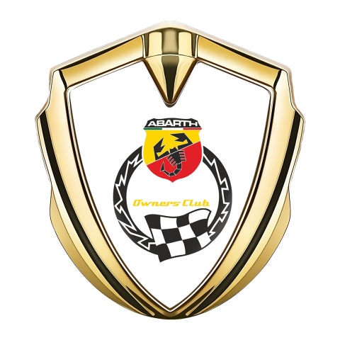 Fiat Abarth Emblem Trunk Badge Gold White Owners Racing Club Logo