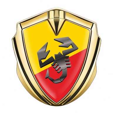 Fiat Abarth Emblem Self Adhesive Gold Yellow Red Base Scorpion Logo