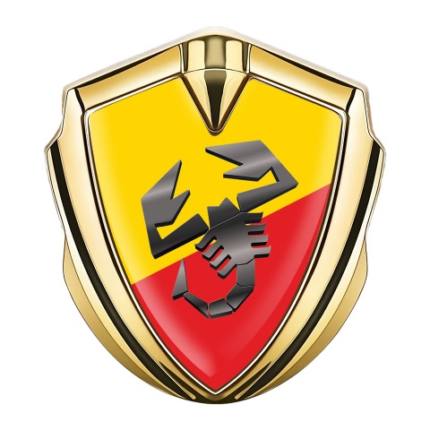 Fiat Abarth Emblem Self Adhesive Gold Yellow Red Base Scorpion Logo