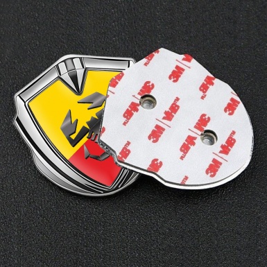 Fiat Abarth Emblem Self Adhesive Silver Yellow Red Base Scorpion Logo