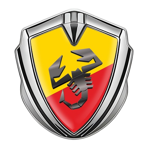 Fiat Abarth Emblem Self Adhesive Silver Yellow Red Base Scorpion Logo