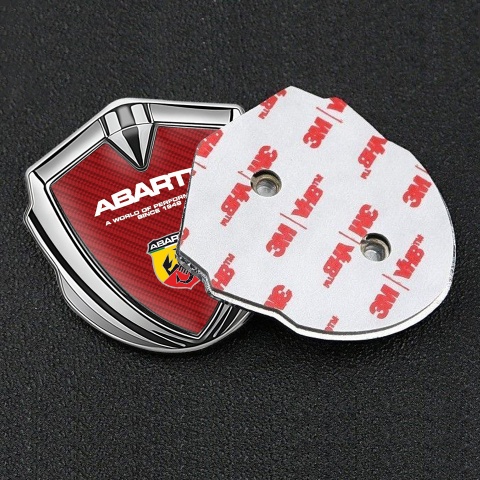 Fiat Abarth Bodyside Domed Emblem Silver Red Carbon Sport Logo