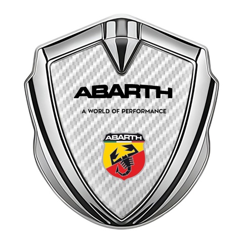 Fiat Abarth Emblem Car Badge Silver White Carbon Scorpion Logo