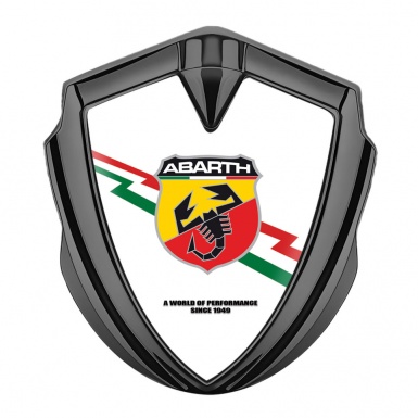 Fiat Abarth Metal Domed Emblem Graphite White Base Lightning Edition
