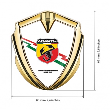 Fiat Abarth Metal Domed Emblem Gold White Base Lightning Edition