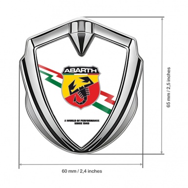 Fiat Abarth Metal Domed Emblem Silver White Base Lightning Edition