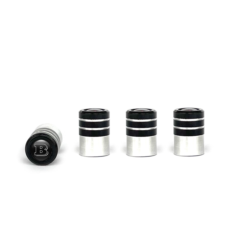 Brabus Valve Caps 4 pcs Black Silicone Sticker with White Logo, Valve Caps, Accessories