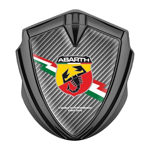 Fiat Abarth Emblem Fender Badge Graphite Light Carbon Lightning Motif