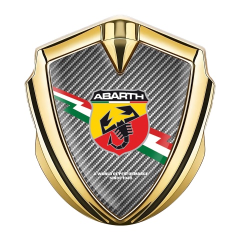 Fiat Abarth Emblem Fender Badge Gold Light Carbon Lightning Motif