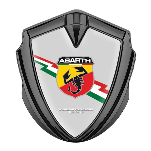 Fiat Abarth Fender Emblem Badge Graphite Grey Base Lightning Motif Edition