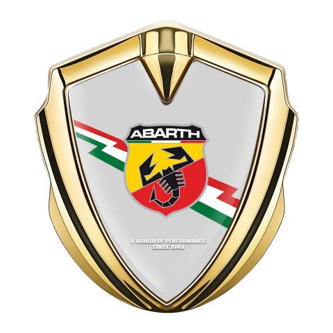 Fiat Abarth Fender Emblem Badge Gold Grey Base Lightning Motif Edition