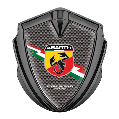 Fiat Abarth Emblem Self Adhesive Graphite Grey Carbon Lightning Logo Design